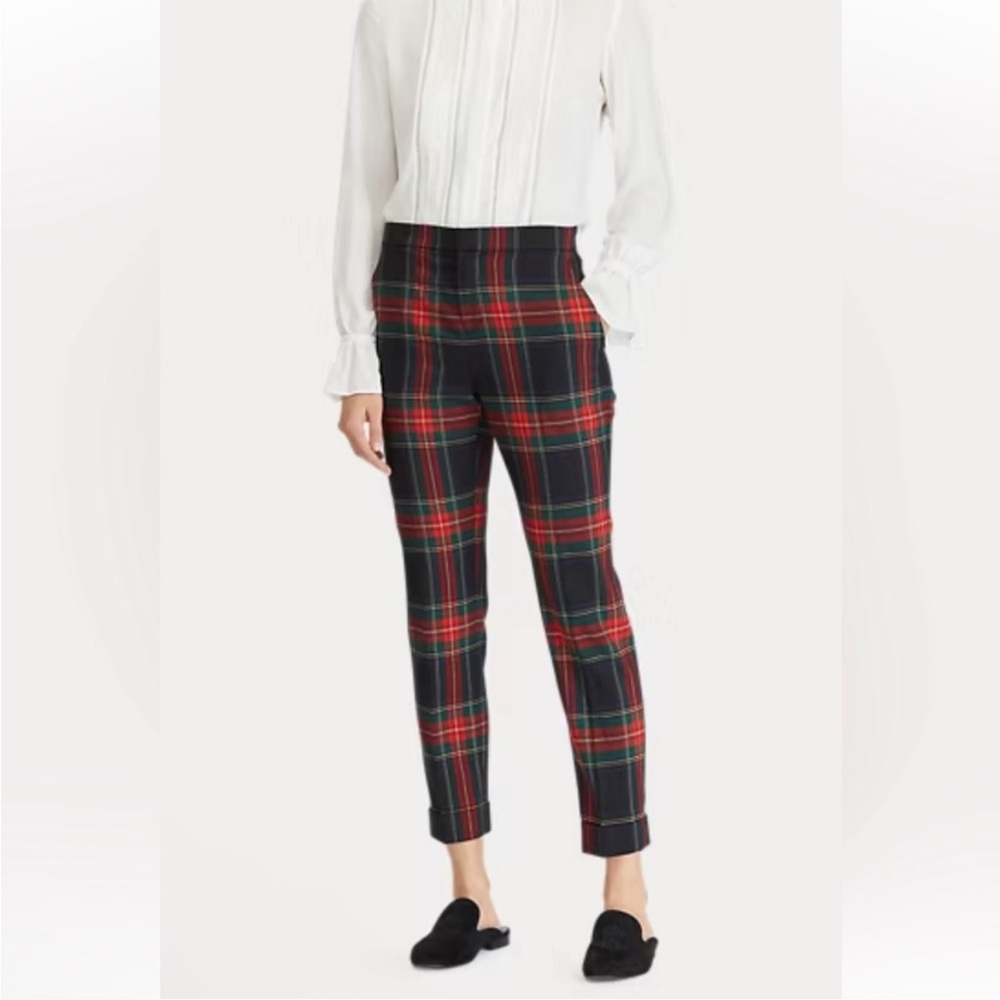 LRL Ralph Lauren Black and Red Plaid Cropped Pants